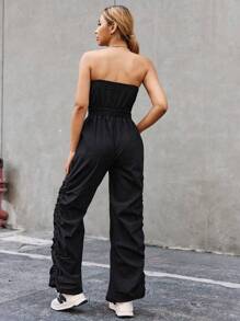 SHEIN EZwear Mono Palabra De Honor Con Cordón - Negro - Ver 2