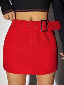 SHEIN EZwear Minifalda Acampanada De Cintura Baja Para Mujer