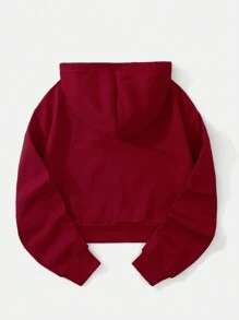 INAWLY Panda Printed Drawstring Hooded Fleece Short Sweatshirt,Long Sleeve Tops Graduation,Back To School,Graduation,Teacher For Women,Back To School Pullover Fall Sweatshirt - Burgundy - View 2