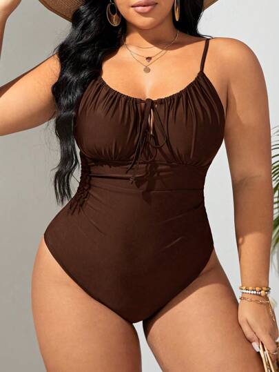 SHEIN Swim Curve Summer Beach Plus Size Baddräkt Cami Baddräkt i ett stycke för kvinnor