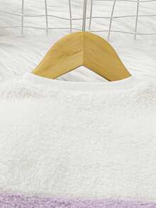 SHEIN Bé gái Sang trọng Áo nỉ Với Tương phản Màu sắc & In hoa Báo Nối - Màu tím - Xem 6