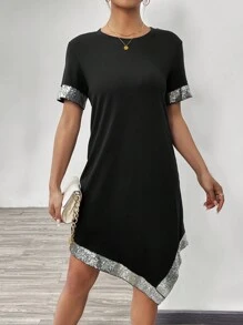 Chiquease Women's Patchwork Sequin Dress - Black - View 3