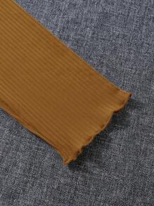 Tween 女孩純色立領休閒簡約 T 卹套裝,3 件 - 彩色 - 查看 5