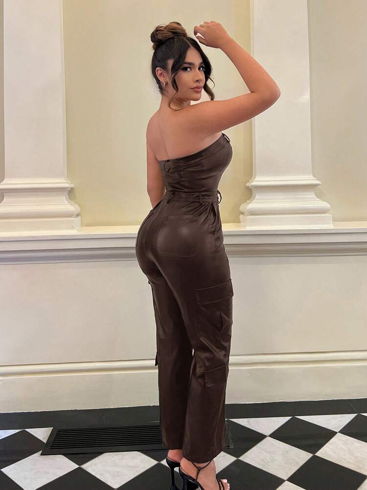 Women'S Pu Tube Jumpsuit