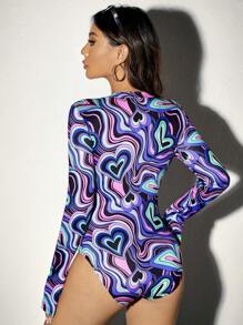 SHEIN ICON Body De Mujer Con Estampado De Corazones Que Brillan En La Oscuridad - Multicolor - Ver 2