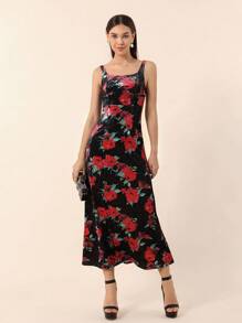 SHEIN Privé Quý cô Giường đôi In Da lộn Đầm trượt băng - Nhiều màu - Xem 6