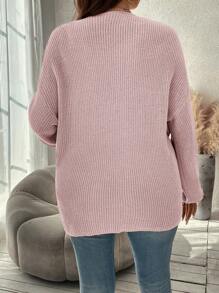 SHEIN Clasi Của phụ nữ Kết cườm Vượt qua Mặt trước Áo chui đầu Áo len - Hồng - Xem 2