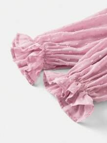 SHEIN Maternity Swiss Dot Ruffle Sleeve Dress - Pink - View 6