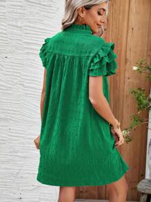 SHEIN LUNE Vestido Recto Con Mangas Con Volantes Para Mujer