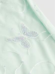 ROMWE Summer Elegant Butterfly Sequined Embroidered Camisole Dress - Green - View 4
