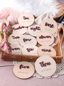 新生兒每月里程碑卡攝影套裝 - 酒紅色 - 查看 6