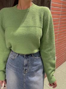 DAZY Sueter De Cuello Redondo Para Mujer - Verde - Ver 4