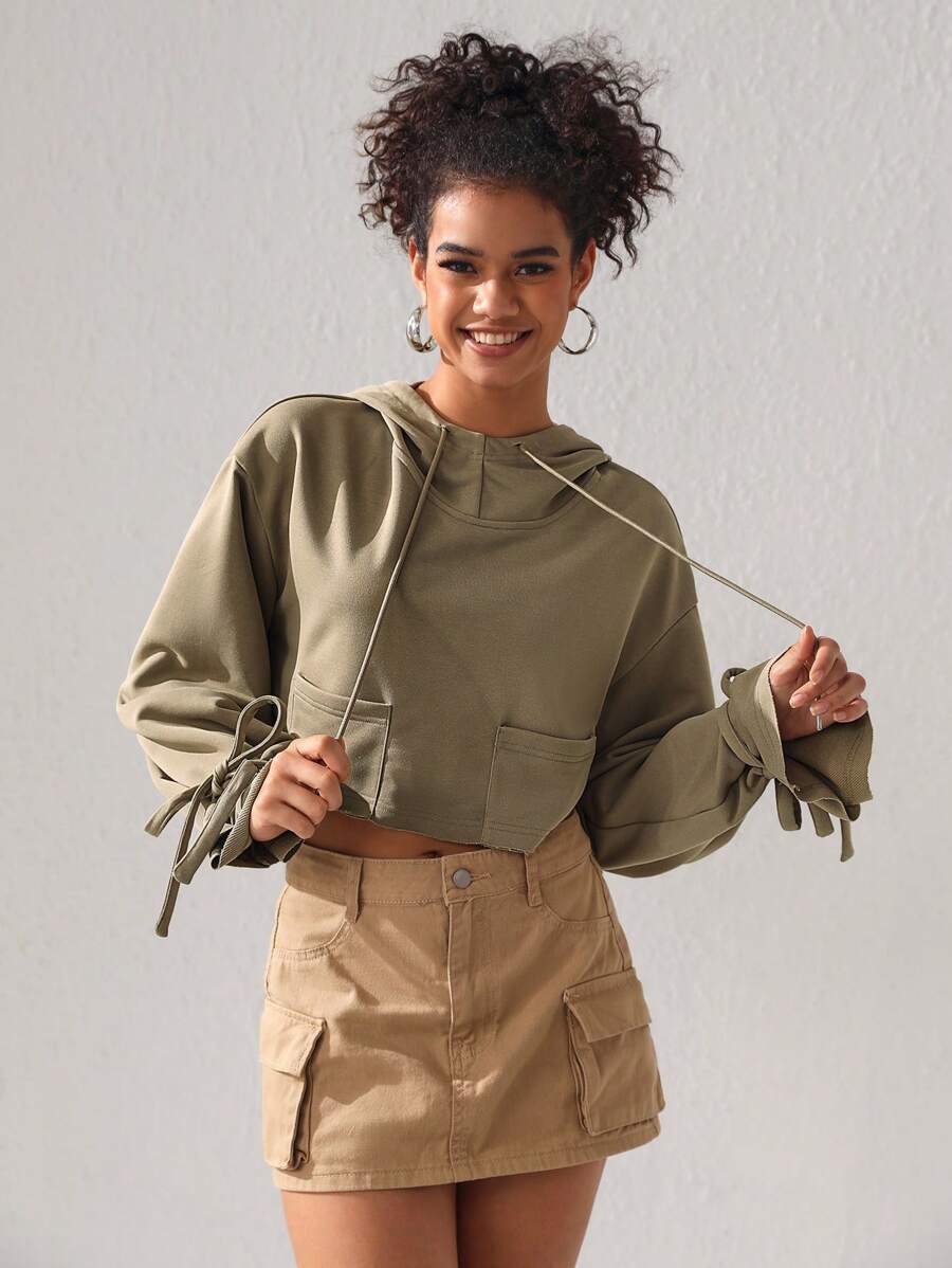 Yunjeong Jang 女款束口下擺帽衫,帶扣袖口 - 灰色 - 查看 1