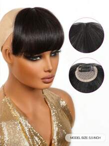 French Bangs Bigger Size Human Hair Air Bangs Natural Color Bangs Clip In Hair Extension Beginner Friendly - Natural Black - View 2