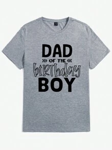 男士灰色字母印花休閒t恤