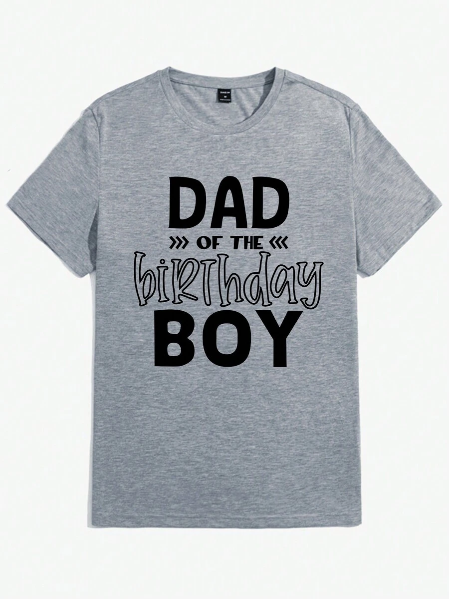 男士灰色字母印花休閒t恤