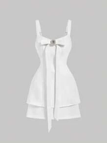 SHEIN MOD Plain Farbe Strass Dekor Schleifendesign 2 Stücke/set