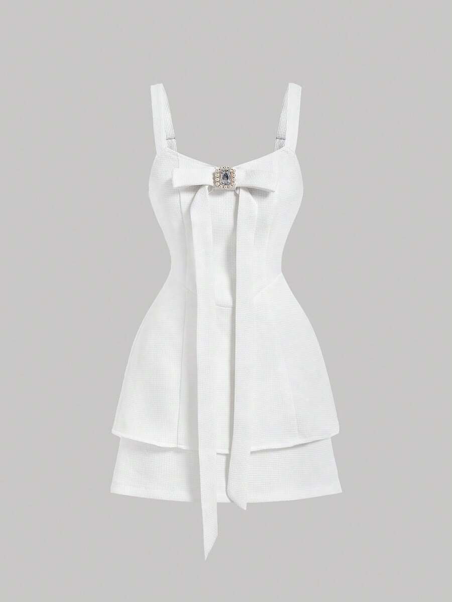 SHEIN MOD Plain Farbe Strass Dekor Schleifendesign 2 Stücke/set