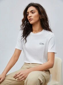 BizChic Women's Printed Short Sleeve T-Shirt - White - View 1