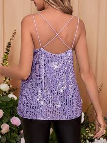 SHEIN Maternity Camisole Top With Glitter Decoration And Adjustable Straps