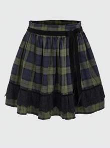 ROMWE Fairycore 女性方格紋簡約日常中長裙 - 彩色 - 查看 1