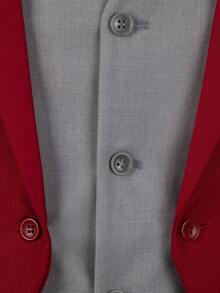 情人節1件男士翻領單釦背心 - 酒紅色 - 查看 6