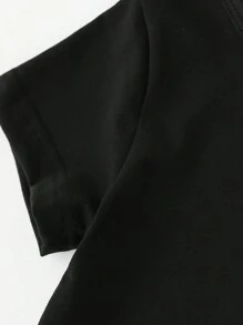 少女愛心和熊印花短袖t恤 - 黑色 - 查看 3