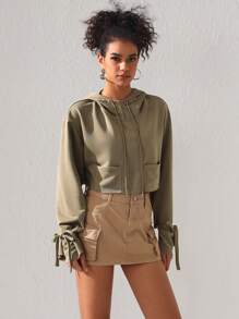 Yunjeong Jang 女款束口下擺帽衫,帶扣袖口 - 灰色 - 查看 4