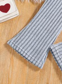 Set din două piese pentru fete Tween din tricot cu coaste - Bleu - Vizualizare 3