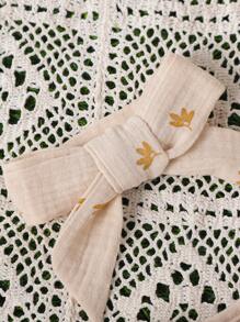 SHEIN Baby Girls' Simple & Cute Plant Printed Dress - Apricot - View 5