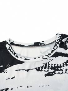 大尺碼紮染短袖連身裙 - 彩色 - 查看 3