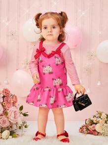 Baby Girl'S Fun & Versatile Printed Winter Outfit Set - Pink - View 1