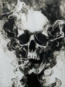 Manfinity LEGND 男士骷髏印花 T 卹 - 黑與白 - 查看 4