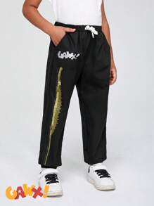 GAWX Young Boy Letter Graphic Drawstring Waist Pants