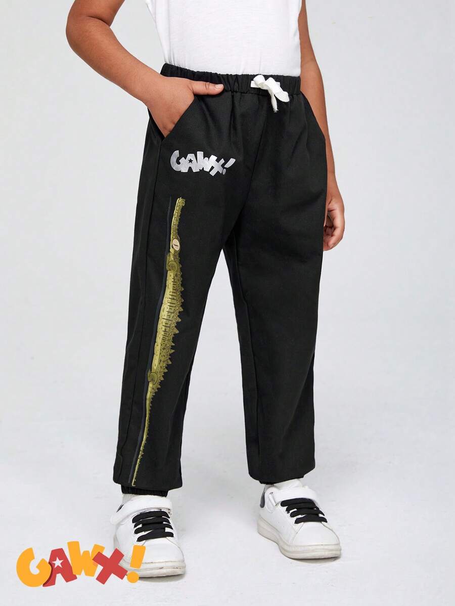GAWX Young Boy Letter Graphic Drawstring Waist Pants