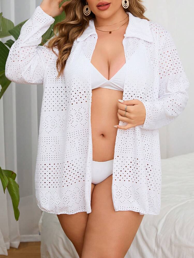Summer Plus Size Women'S Asymmetrical Embroidered Kimono With Long Sleeves