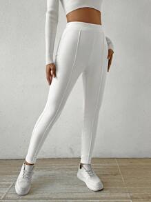 SHEIN Unity 女式纯色保暖内衬紧身裤 - 白色 - 查看 5