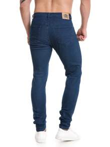 男士修身彈性牛仔褲，經典舒適 - 藏蓝色 - 查看 2