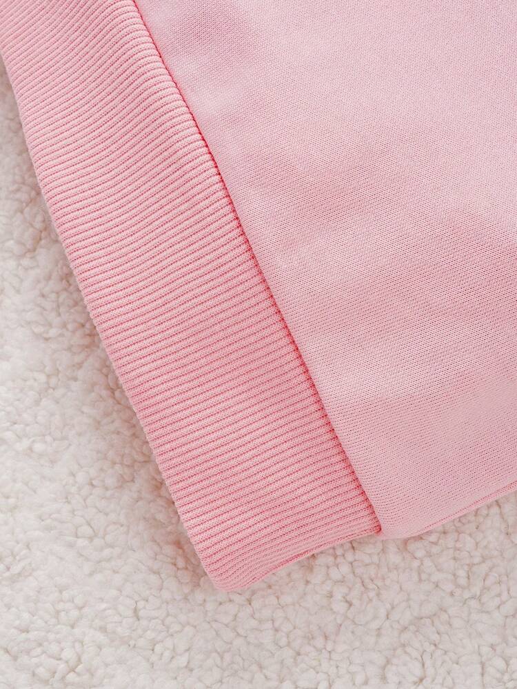 Baby Girls' Letter Printed Sweatshirt With Hood And Pouch Pocket, Autumn And Winter, With Accessory