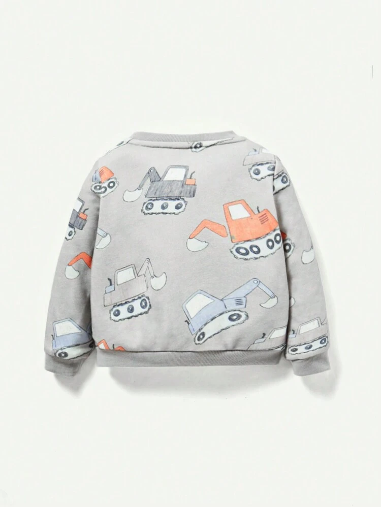 Boys' Infant Fun Small Car Pattern Round Neck Raglan Sleeve Sweatshirt And Pants