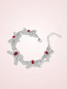 SHEIN MOD 1 件時尚獨特蝴蝶結設計手鍊 - 銀色 - 查看 5