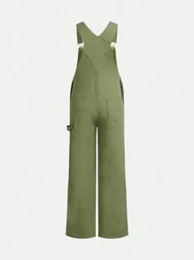 Tween女孩牛仔背帶褲,帶修補設計