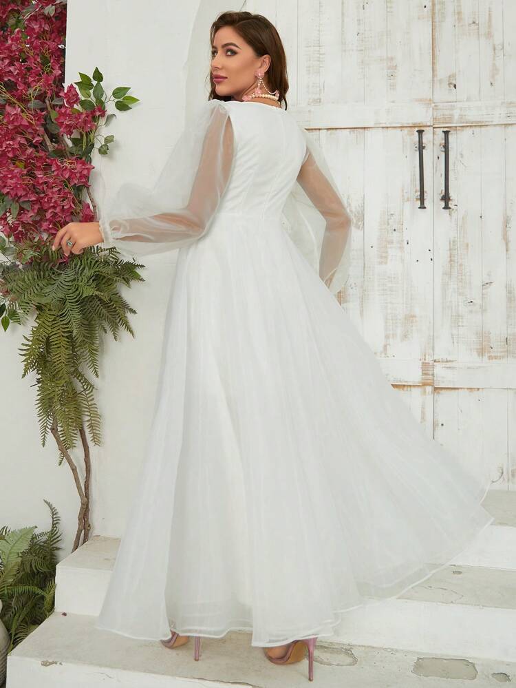 Women'S Long Sleeve Sheer Bridal Gown