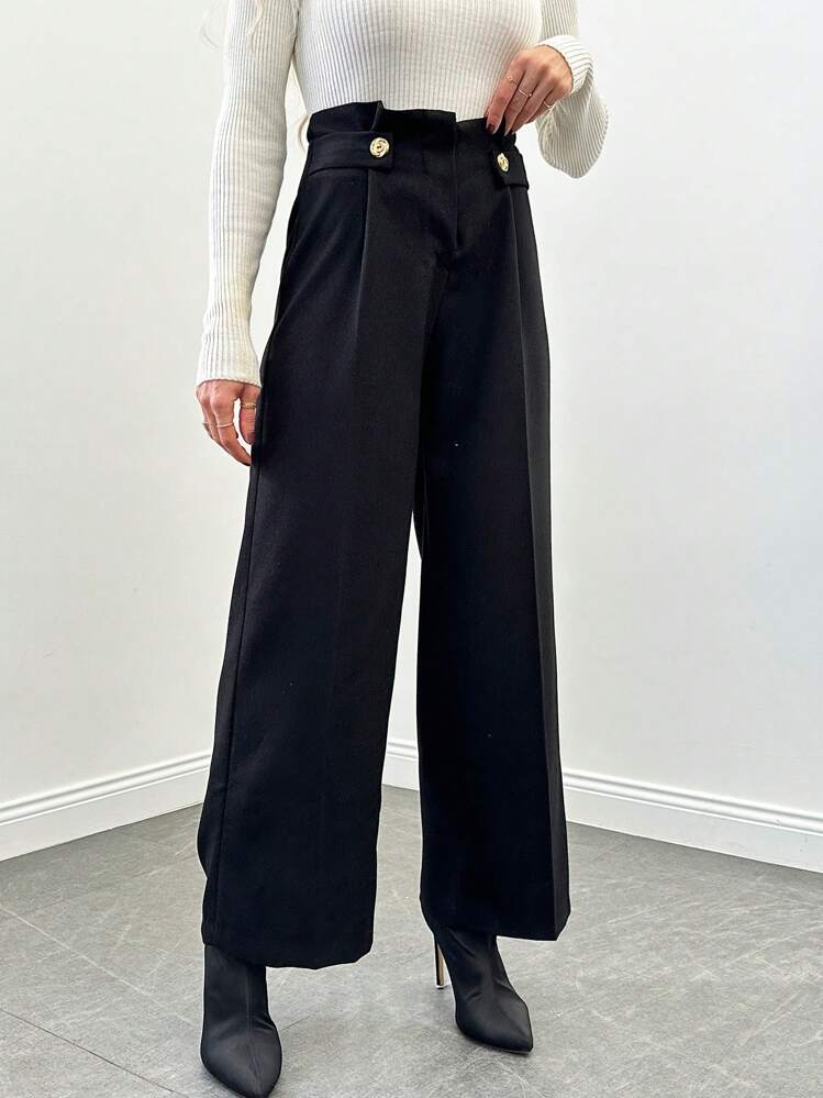 EURMUSE Women's Wide Leg Pants - Black - View 3