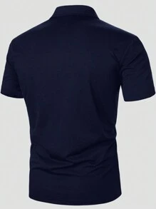Manfinity Homme 男士加大尺碼短袖polo恤 - 藏蓝色 - 查看 2