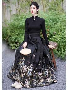 Slim Fit Winter New Arrival Knitted Sweater Base Top, Black Long Sleeve Chinese Style Top For Chinese New Year Celebration - Black - View 6