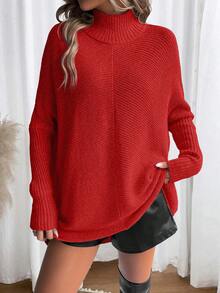 SHEIN LUNE 純色長袖毛衣 - 紅色 - 查看 6