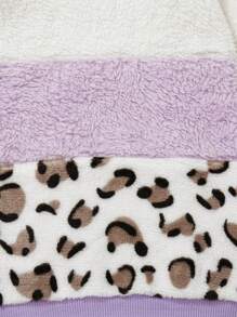 SHEIN Bé gái Sang trọng Áo nỉ Với Tương phản Màu sắc & In hoa Báo Nối - Màu tím - Xem 7