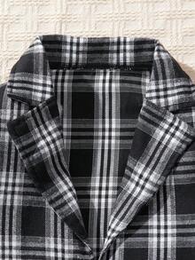 SHEIN 少女優雅格紋西裝外套+裙子+高領t恤3/2件裝套裝 - 彩色 - 查看 3