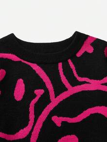 SHEIN Coolane Women's Cartoon Patterned Round Neck Long Sleeve Sweater - Multicolor - View 3